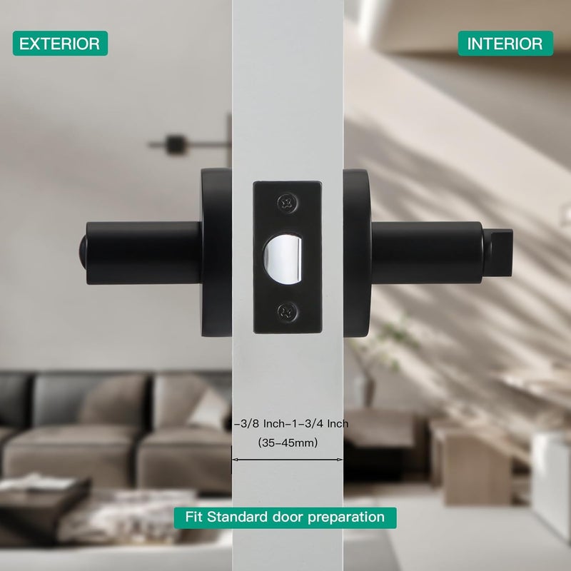 YAGU Wooden Round Privacy Lever Door Handle Easy to Open Locking Lever Set Pack of 1 [for Bedroom or Bathroom] Reversible for Right & Left Sided Doors Heavy Duty - Matte Black Finish - Image 4